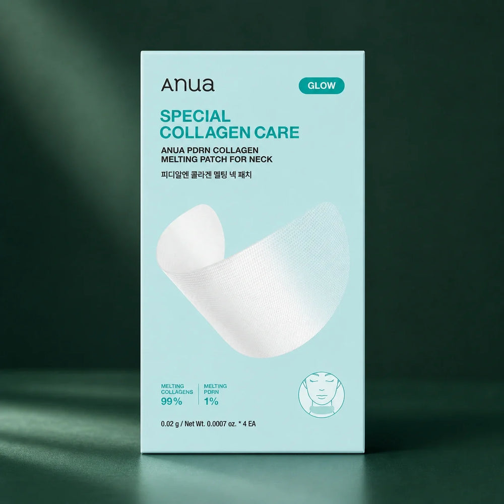 ANUA Patchs Fondants PDRN Collagène Cou 4 pièces sur fond vert premium