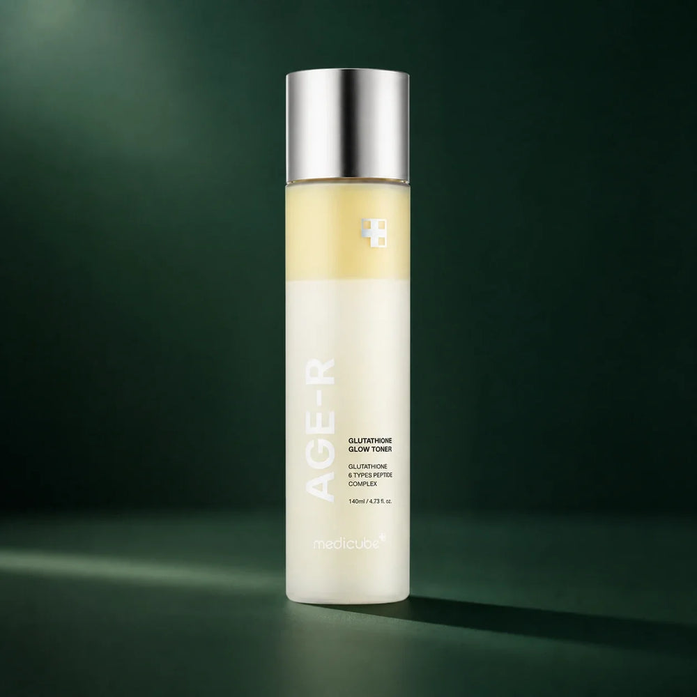Medicube Lotion Tonique Glutathion Glow AGE-R – flacon tonique sur fond vert premium