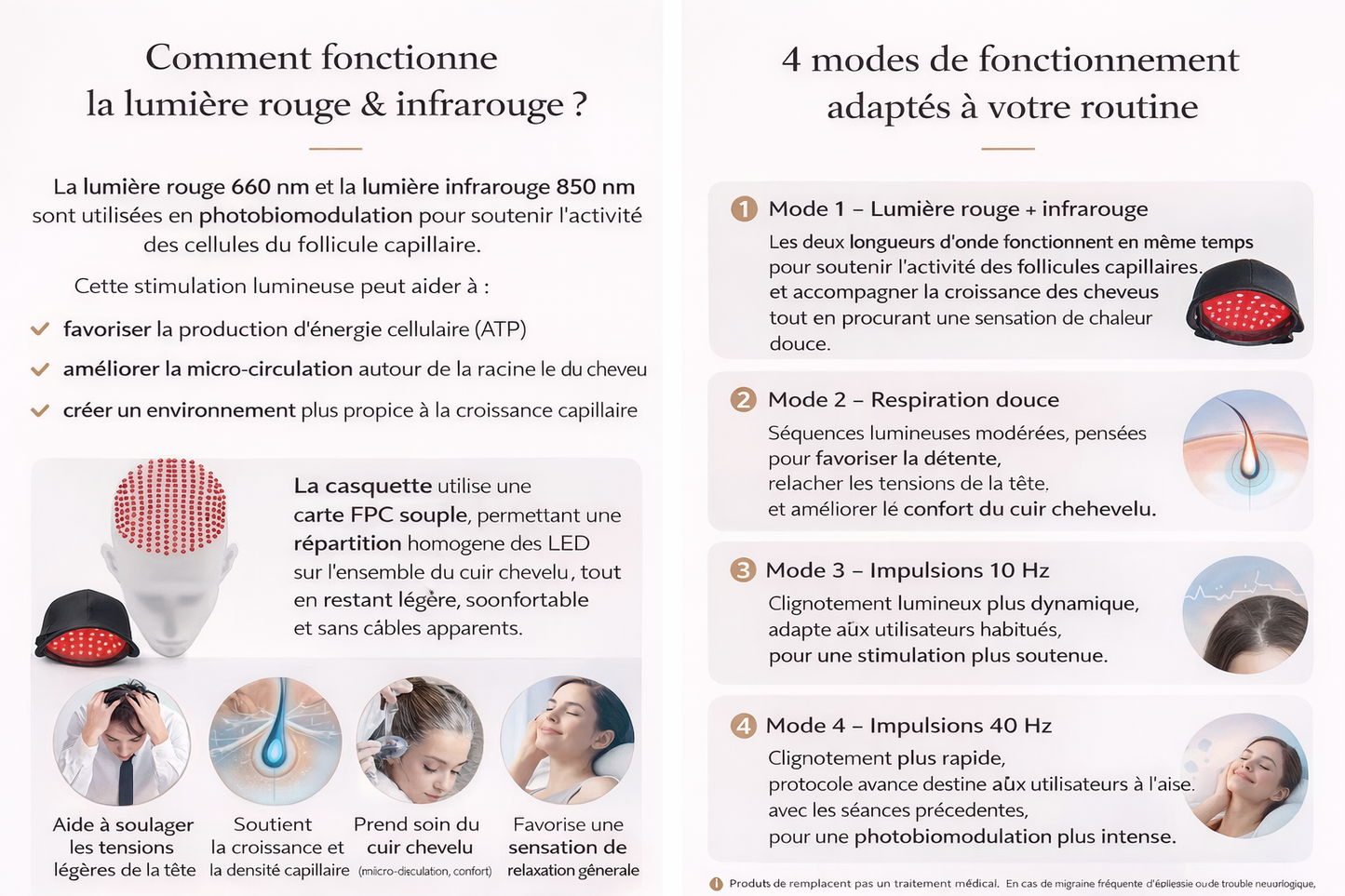 Casquette LED Infrarouge 660 nm & 850 nm – Rituel Anti‑Chute & Densité Capillaire