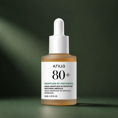 ANUA Ampoule Heartleaf 80 Moisture Soothing 30 ml sur fond vert premium