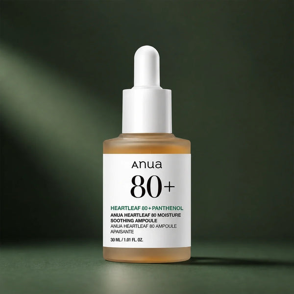 ANUA Ampoule Heartleaf 80 Moisture Soothing 30 ml sur fond vert premium