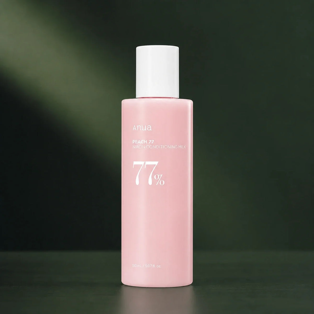 ANUA Lait Hydratant Peach 77 Niacin Conditioning 150 ml sur fond vert premium