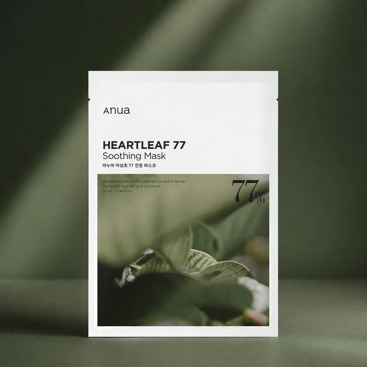 ANUA Masques tissu Heartleaf 77 Soothing 25 ml x 10 sur fond vert premium