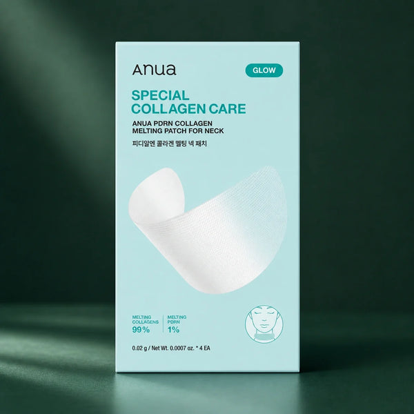 ANUA Patchs Fondants PDRN Collagène Cou 4 pièces sur fond vert premium
