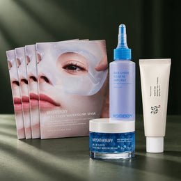 Coffret Meditherapy Hydratation Blue Layer : masques Dôme d'Eau, ampoule azulène, crème Double Eau et crème solaire SPF50+