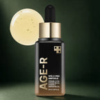 Medicube Ampoule Vitamine C Pro AGE-R sur fond vert premium – texture sérum