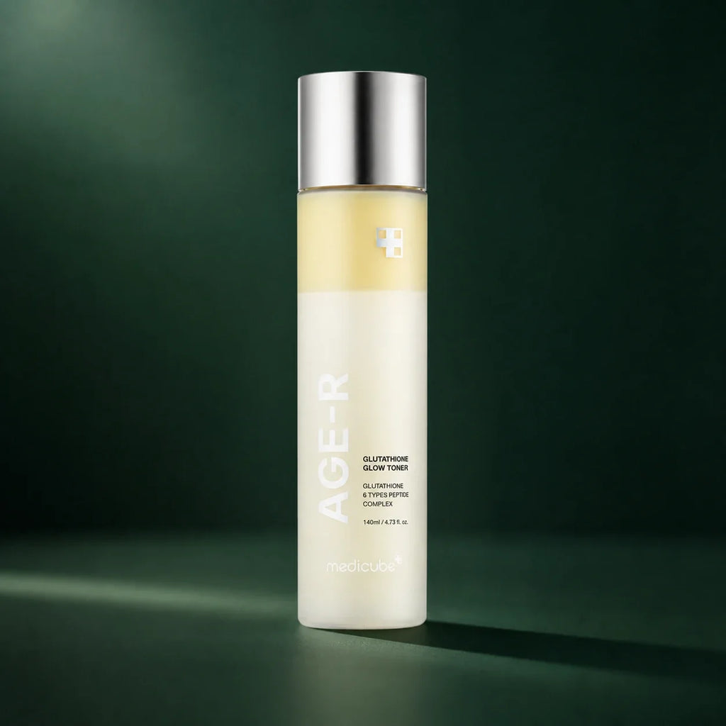 Medicube Lotion Tonique Glutathion Glow AGE-R – flacon tonique sur fond vert premium