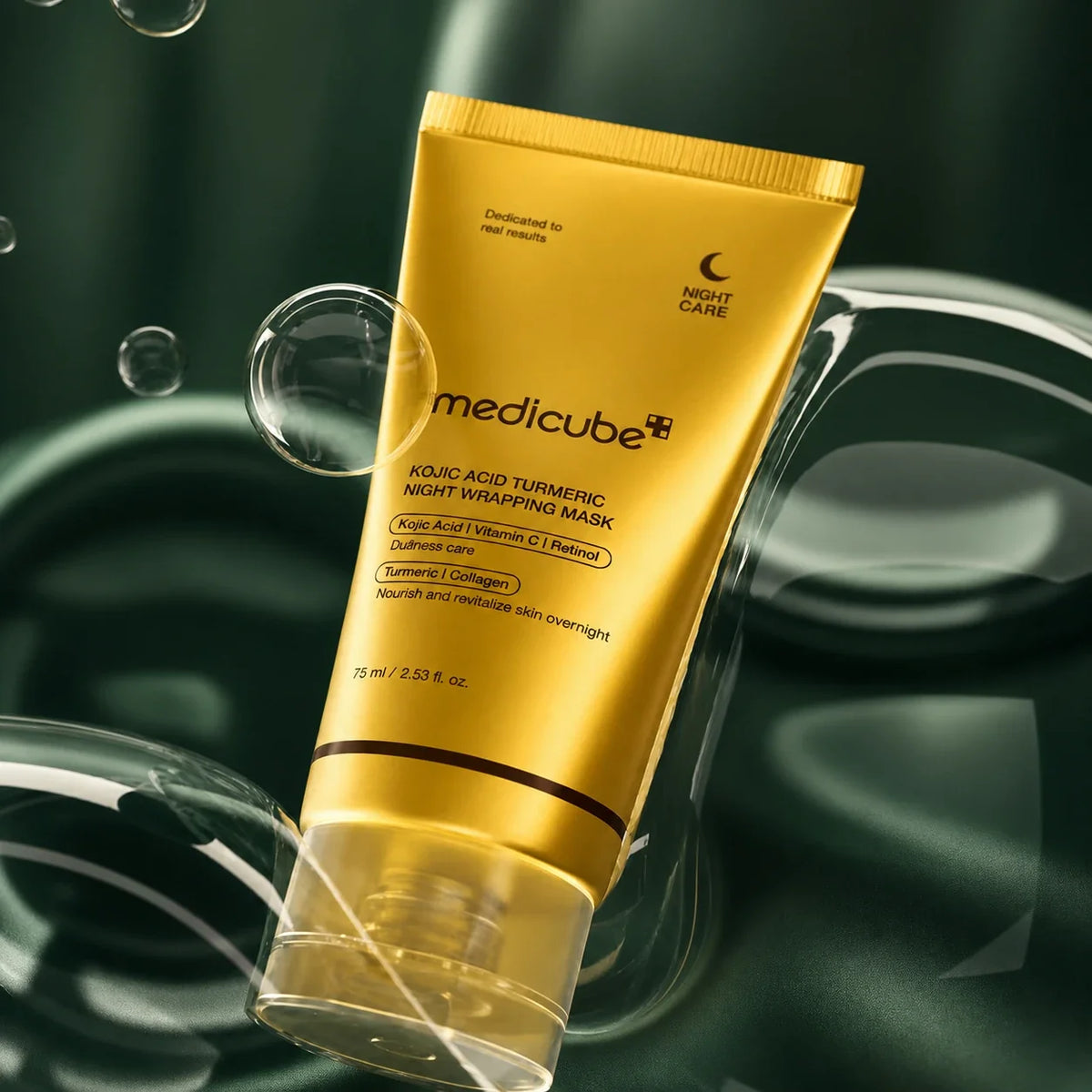 Masque nuit Medicube acide kojique et curcuma avec gel transparent