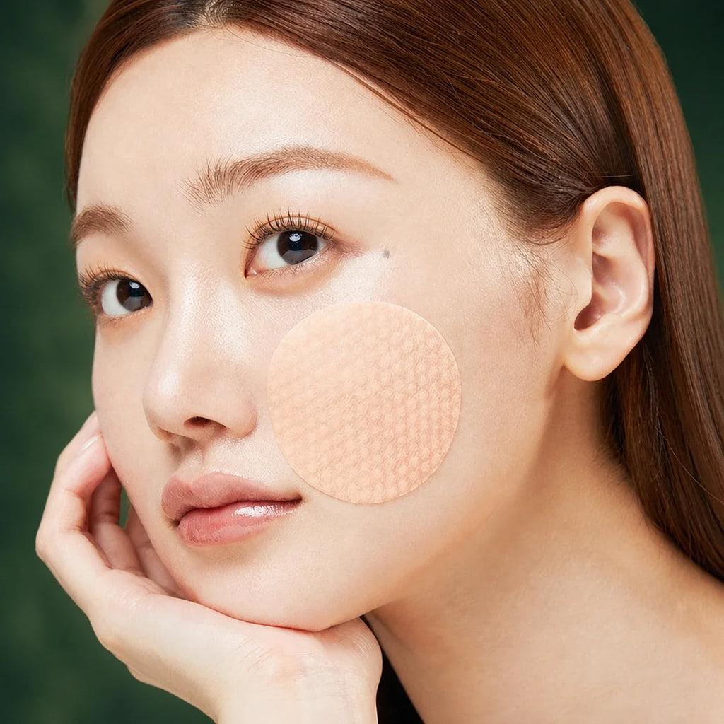 Application d’un Pad Exfoliant Red Acide Succinique Medicube sur la joue