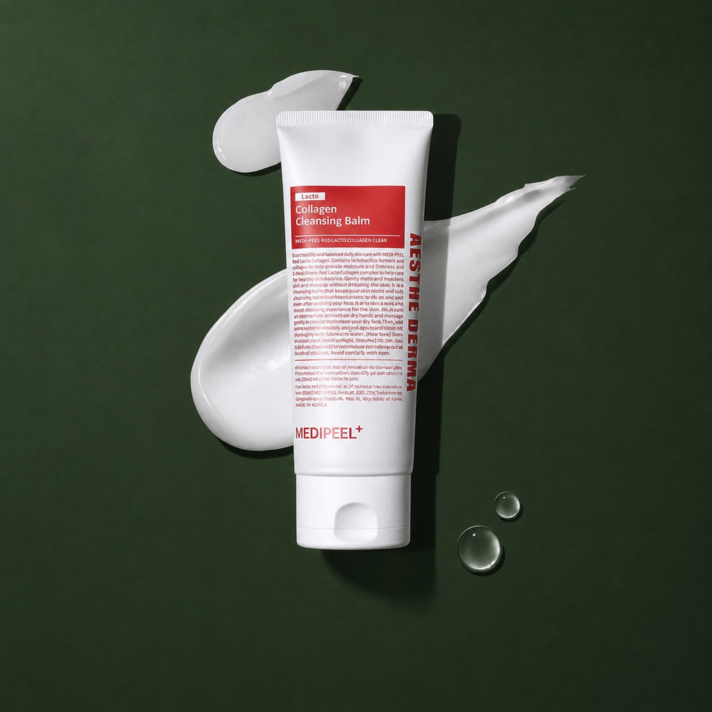 Baume Démaquillant Red Lacto Collagen MEDIPEEL – vue principale sur fond vert profond.
