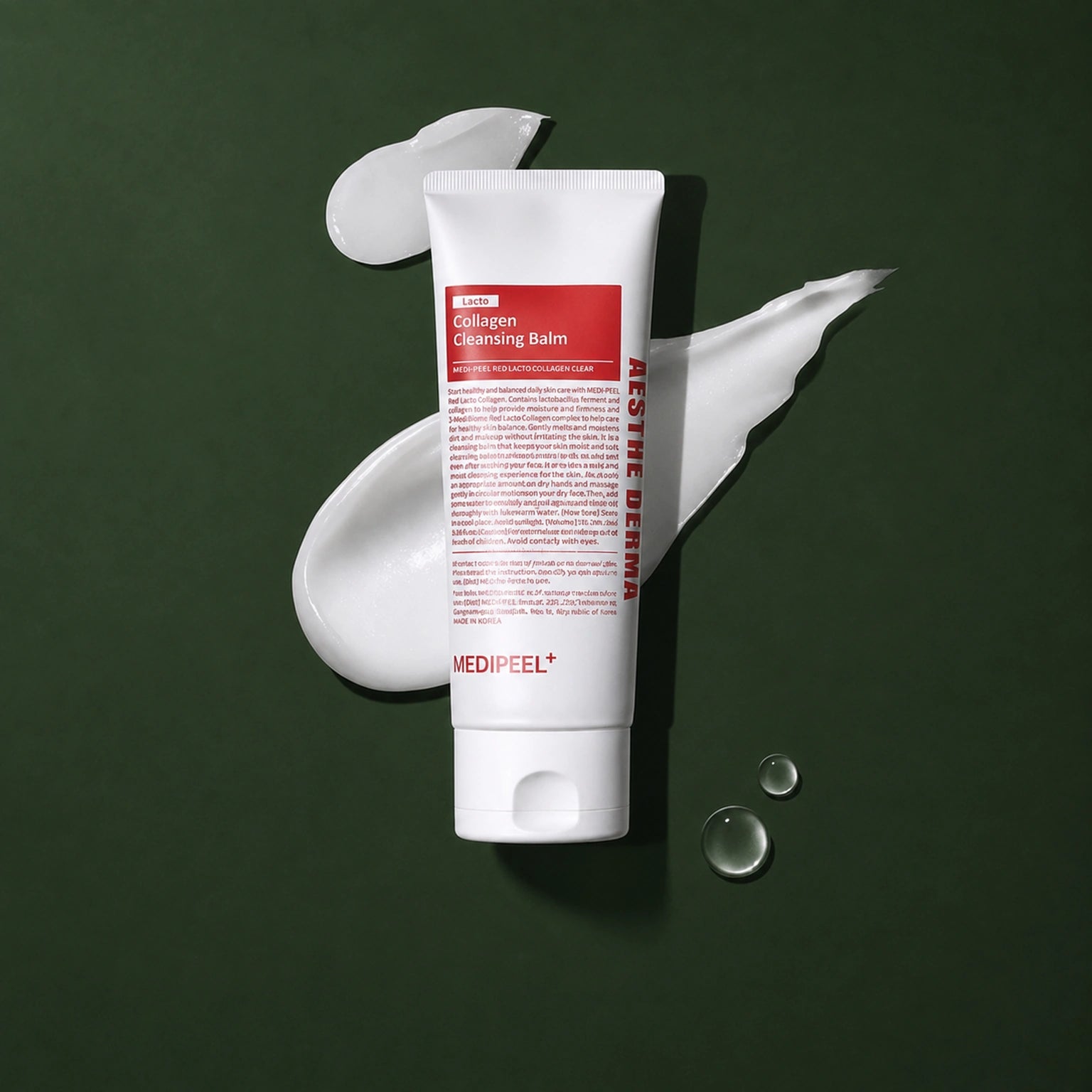 Baume Démaquillant Red Lacto Collagen MEDIPEEL – vue principale sur fond vert profond.