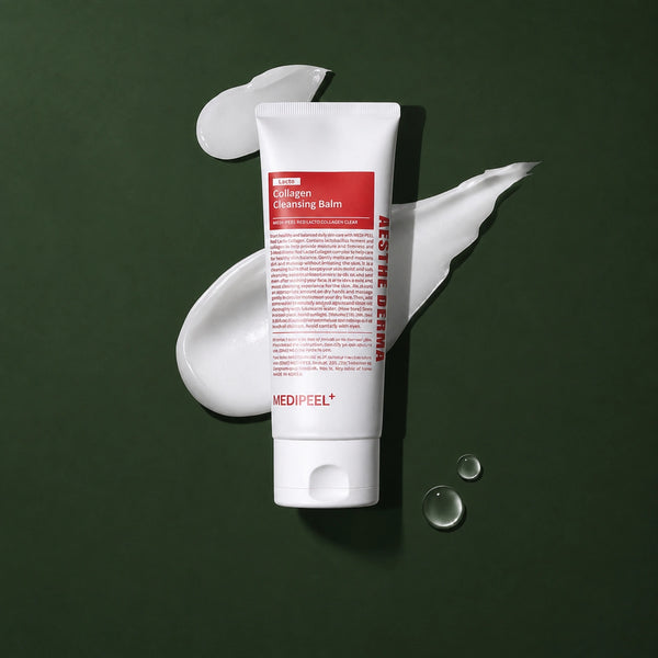 Baume Démaquillant Red Lacto Collagen MEDIPEEL – vue principale sur fond vert profond.