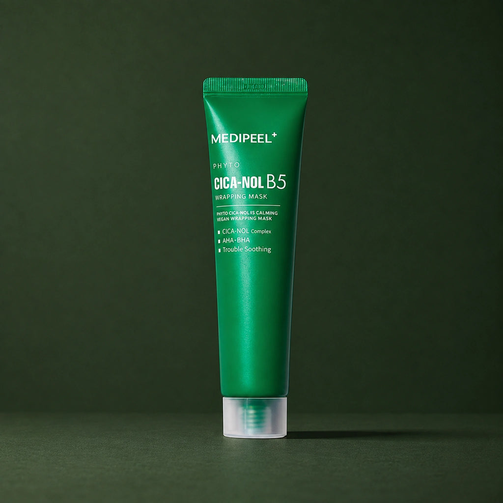 Masque Peel-Off Apaisant PHYTO CICA-NOL B5 MEDIPEEL – vue principale sur fond vert profond.
