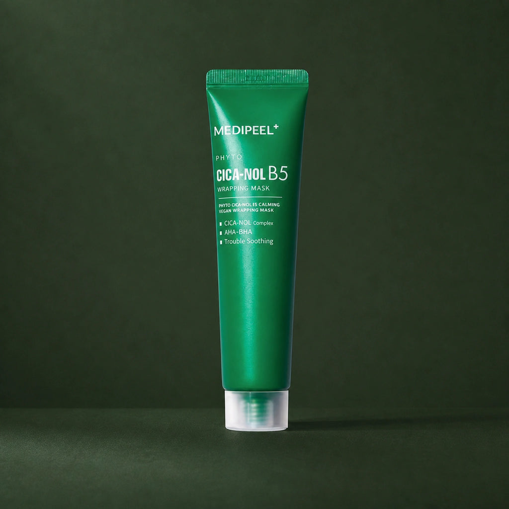 Masque Peel-Off Apaisant PHYTO CICA-NOL B5 MEDIPEEL – vue 2 sur fond vert profond.