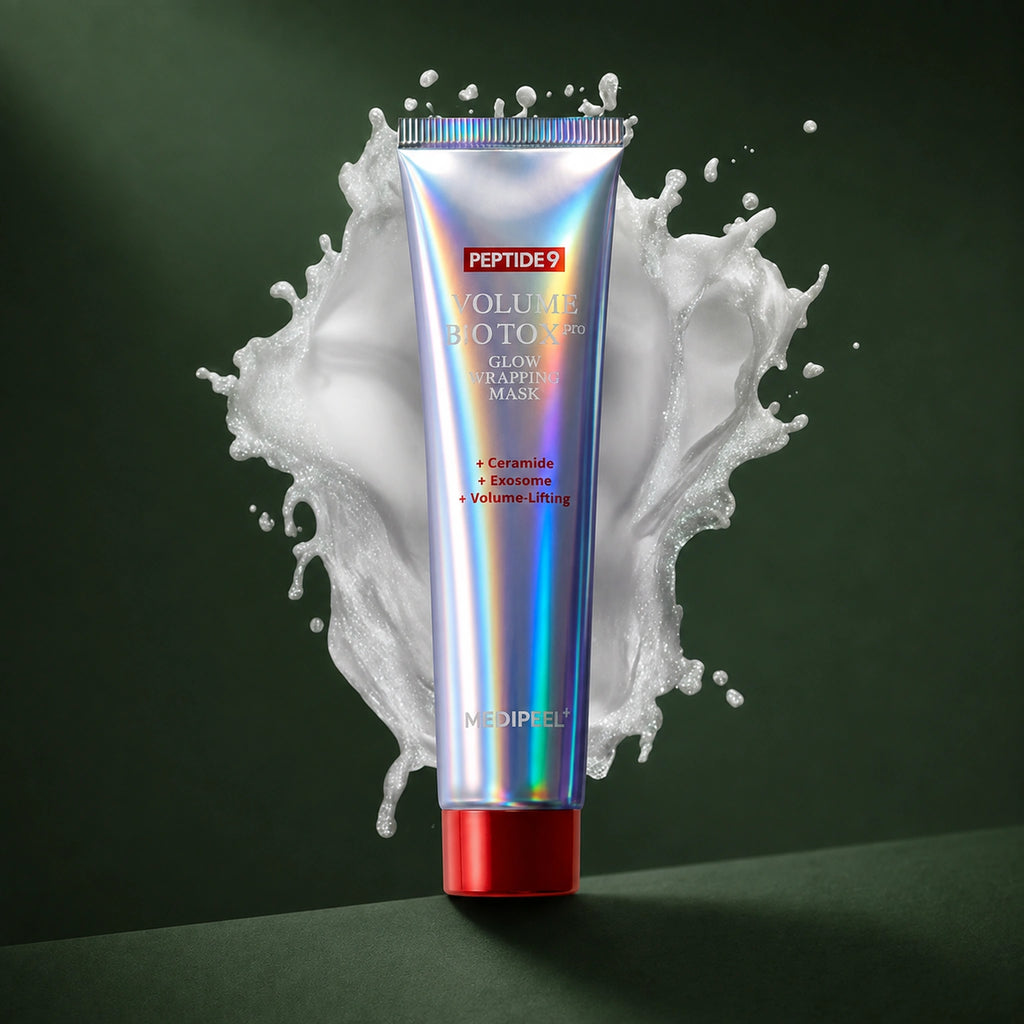 Masque Peel-Off Éclat Peptide 9 Bio Tox MEDIPEEL – vue 3 sur fond vert profond.