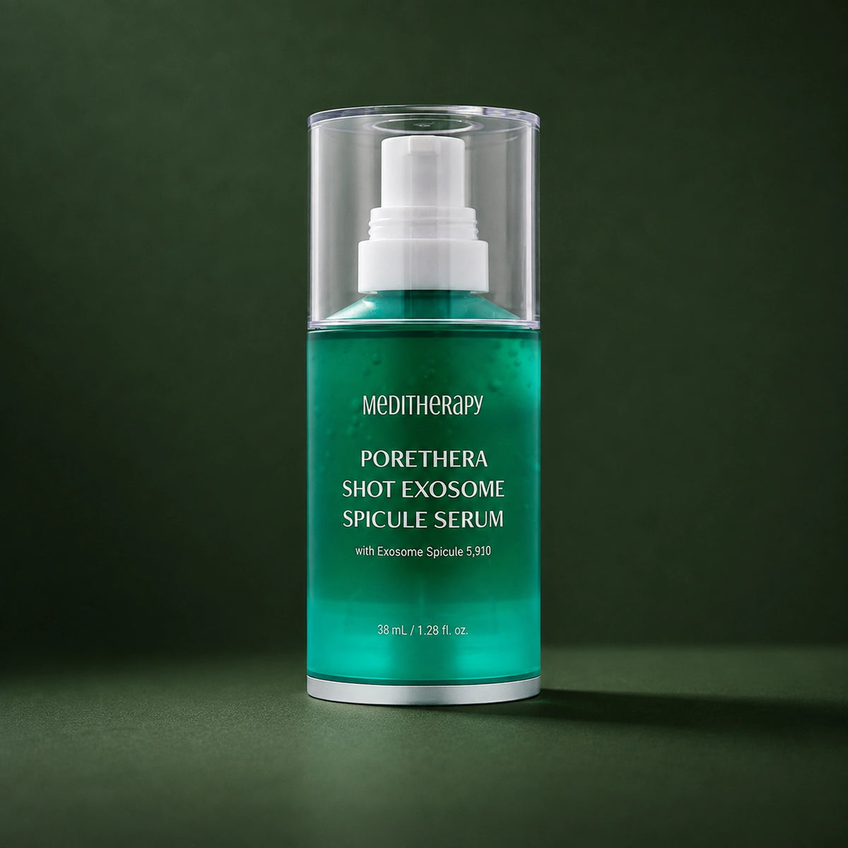 MEDITHERAPY Porethera Shot Exosome Spicule Serum 38ml MEDITHERAPY – vue principale sur fond vert profond.