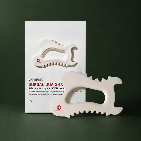 MEDITHERAPY SOKSAL GUA SHA MEDITHERAPY – vue principale sur fond vert profond.