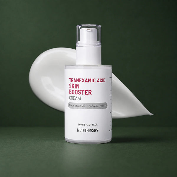 MEDITHERAPY Tranexamic Acid Skin Booster Cream 100ml MEDITHERAPY – vue principale sur fond vert profond.