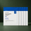 Masque Hydrogel Hydratant Acide Hyaluronique & PDRN WELLAGE sur fond vert profond